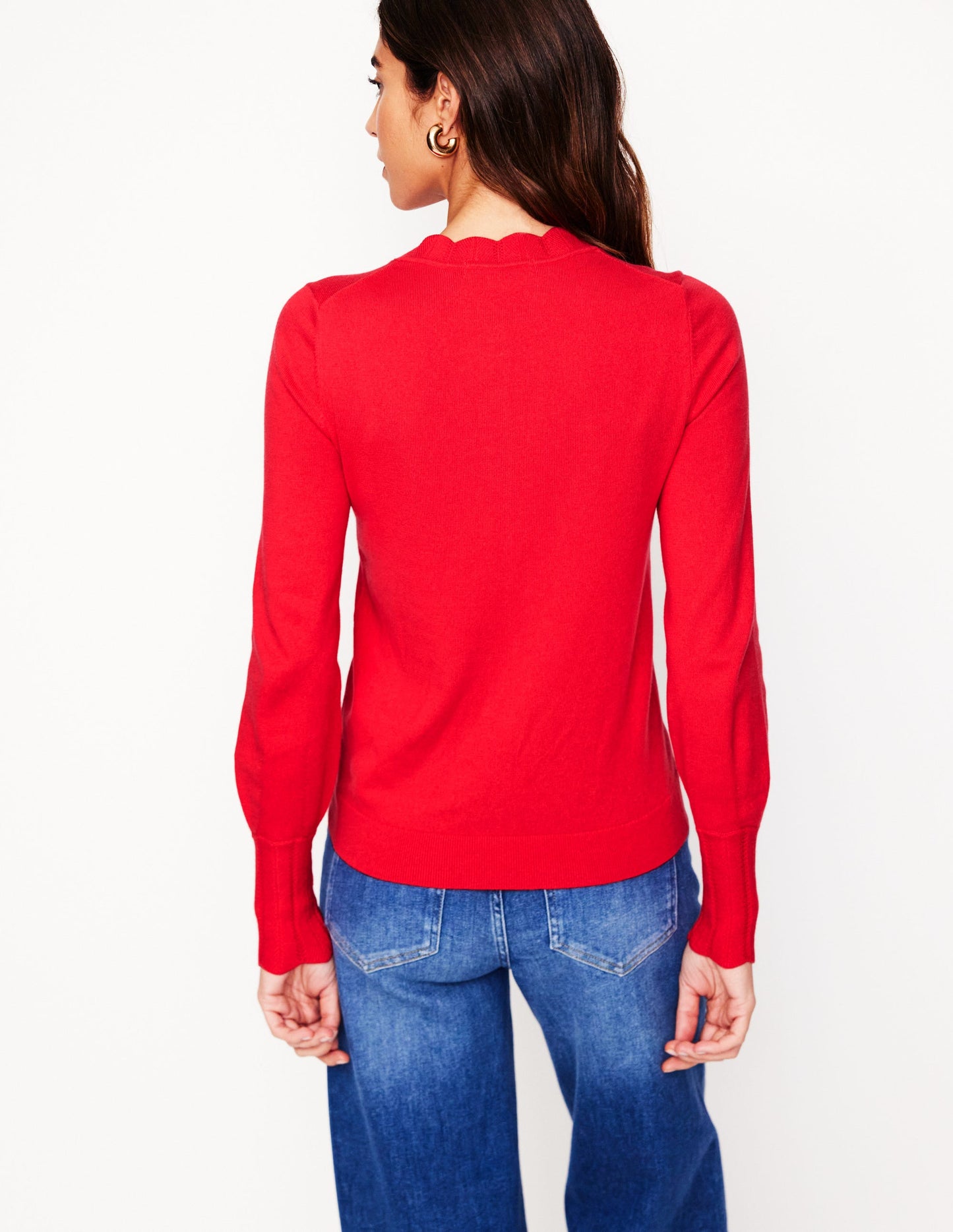 Imi Scalloped Cardigan-Strawberry Tart  Red