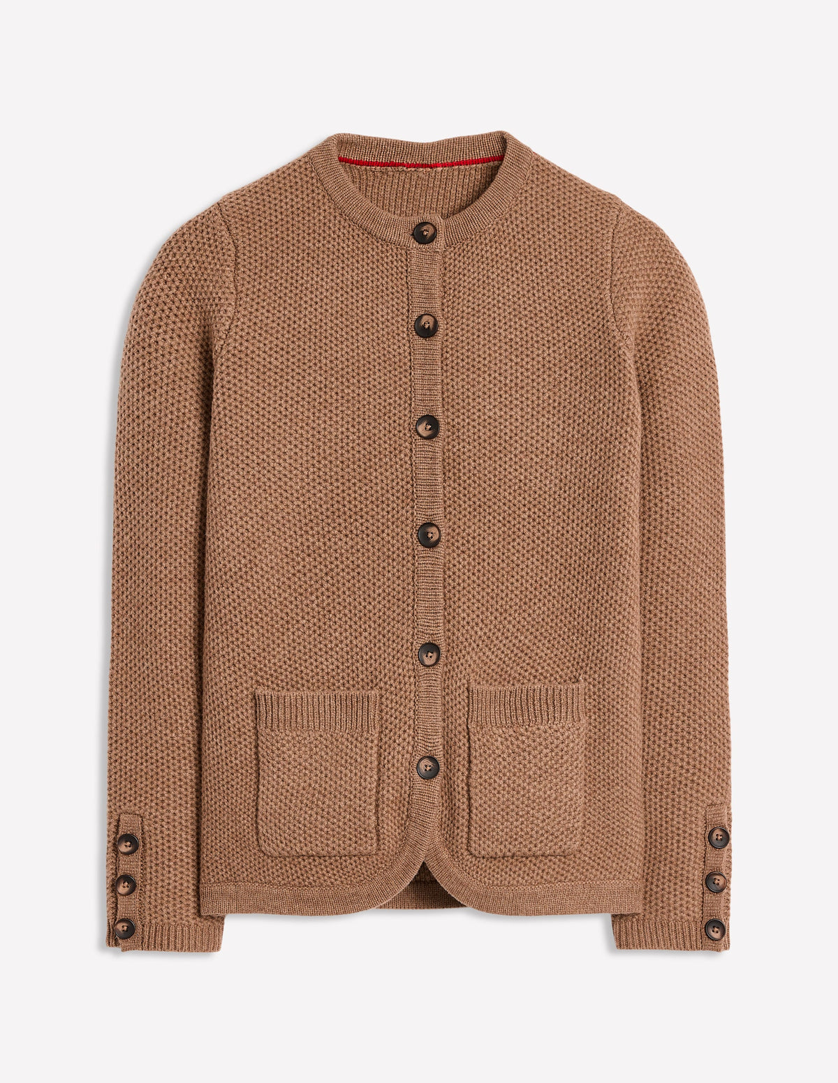 Textured Stitch Cardigan-Praline Brown - Image 5