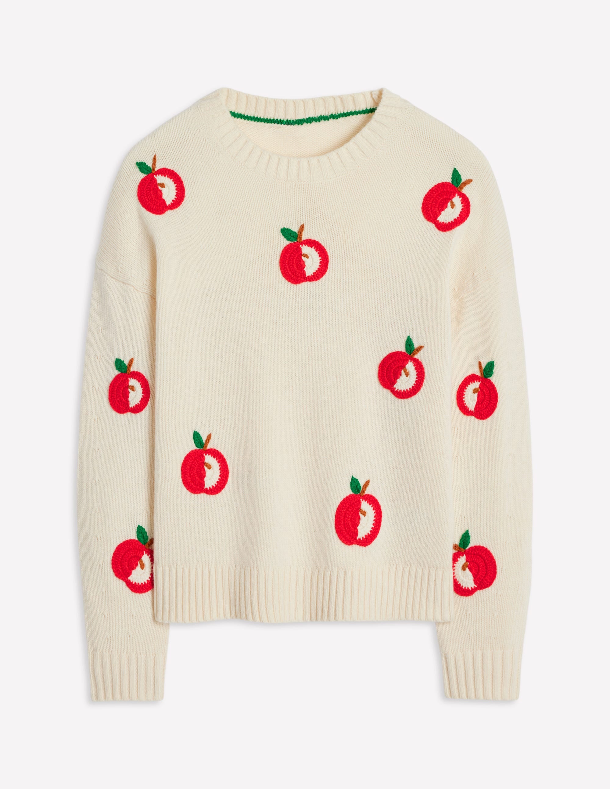 Natalie Embroidered Sweater-Warm Ivory, Apples - Image 8