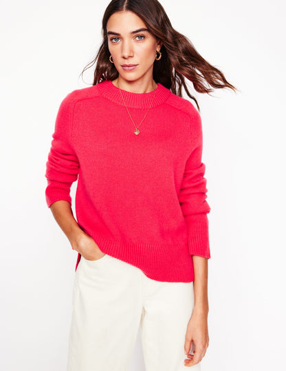 Wide Sleeve Cashmere Sweater-Camelia Pink