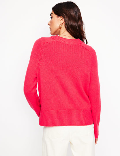 Wide Sleeve Cashmere Sweater-Camelia Pink