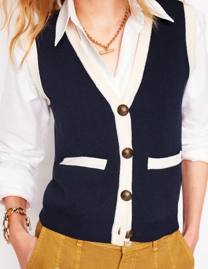 Holly Knitted Waistcoat-Navy