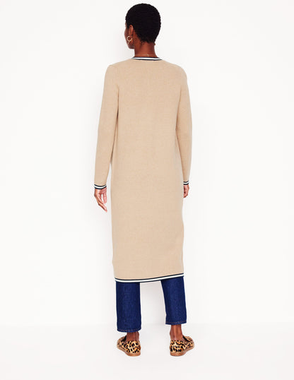 Holly Longline Knitted Jacket-Camel Melange