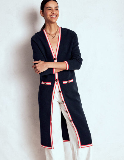 Holly Longline Knitted Jacket-Navy-4