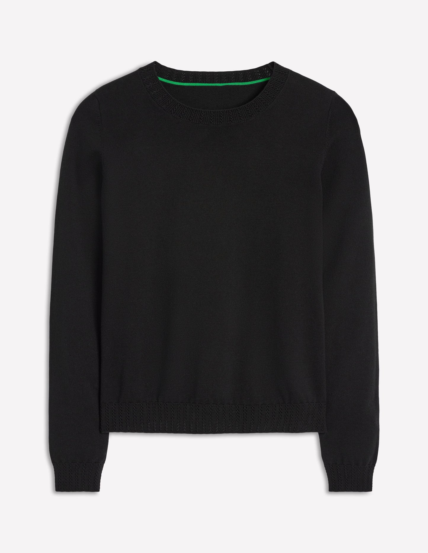 Emilia Cotton Crew Sweater-Black