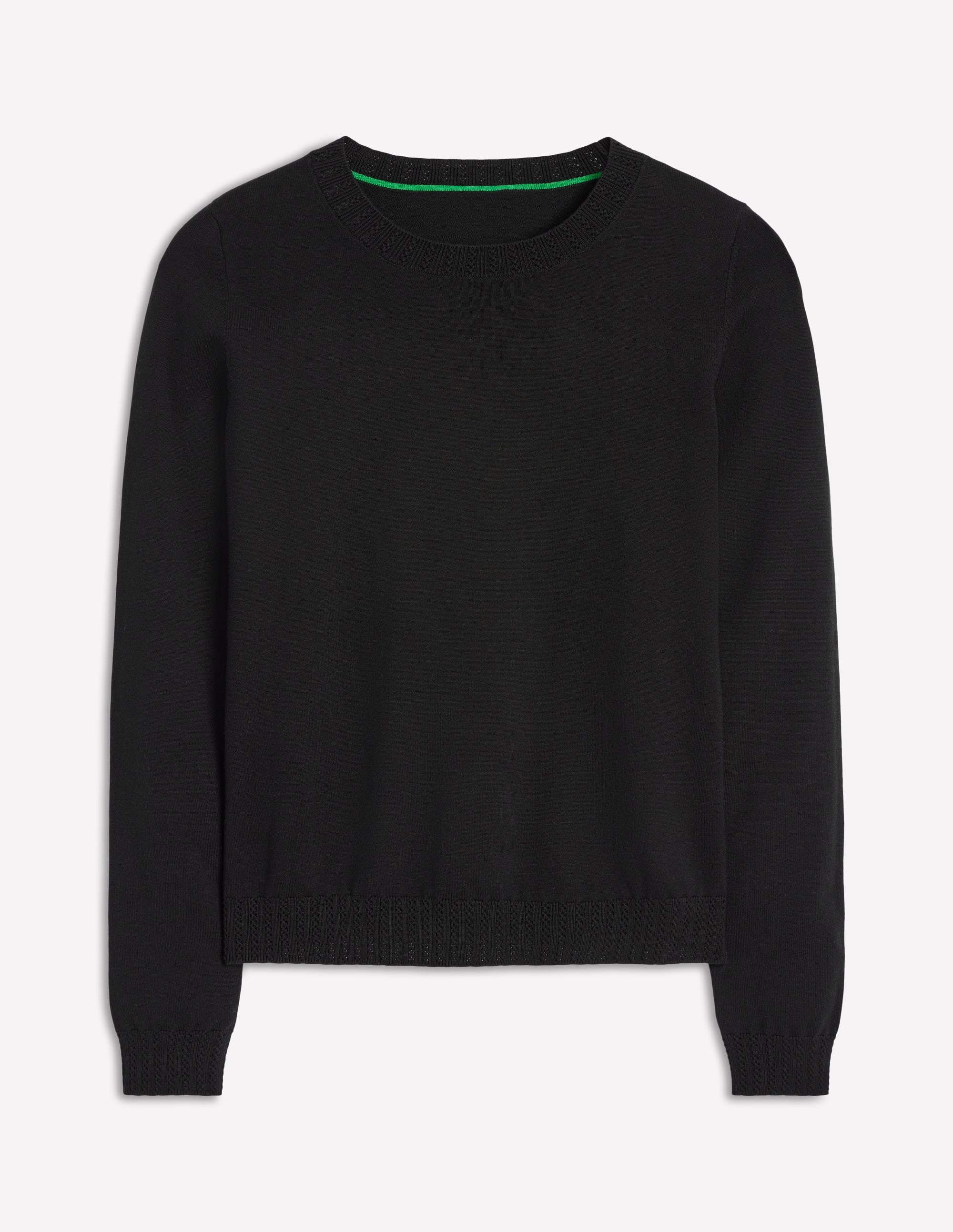Emilia Cotton Crew Sweater-Black - Image 5