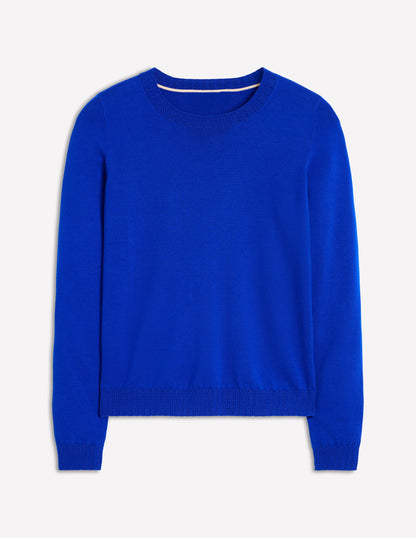 Emilia Cotton Crew Sweater-Bright Blue