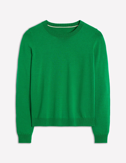 Emilia Cotton Crew Sweater-Rich Emerald