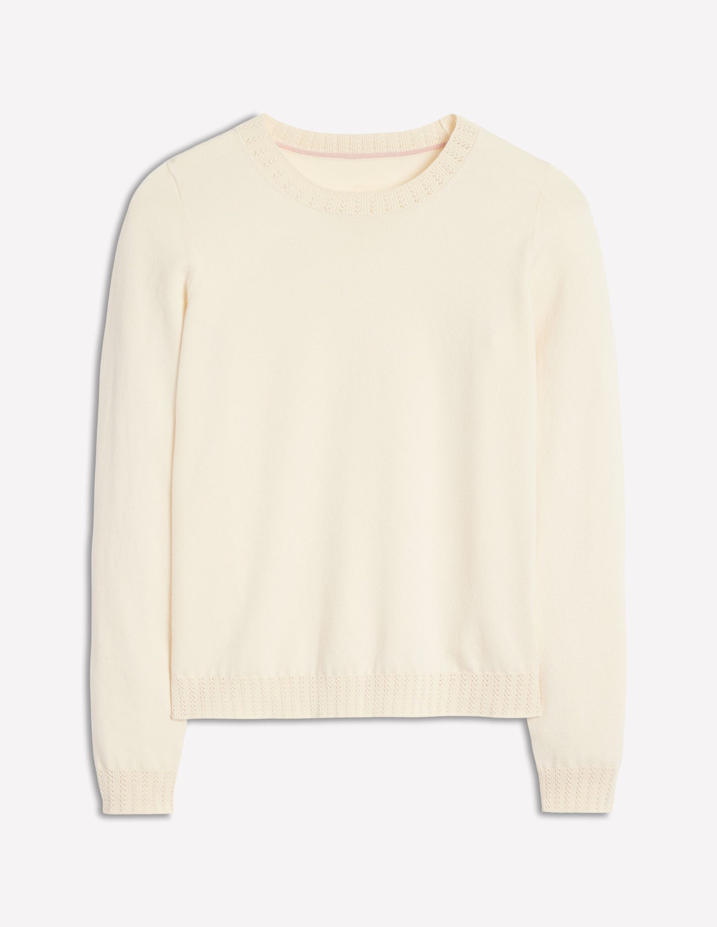 Emilia Cotton Crew Sweater-Warm Ivory