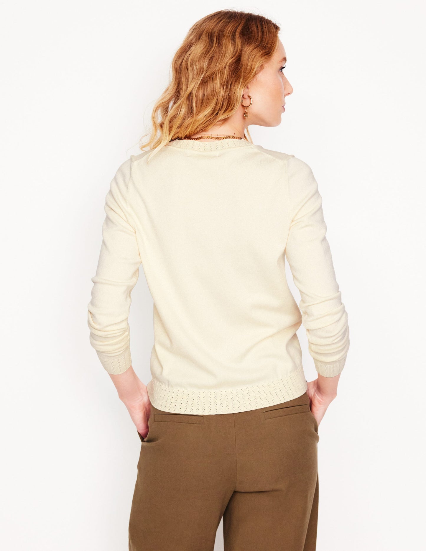 Emilia Cotton Crew Sweater-Warm Ivory