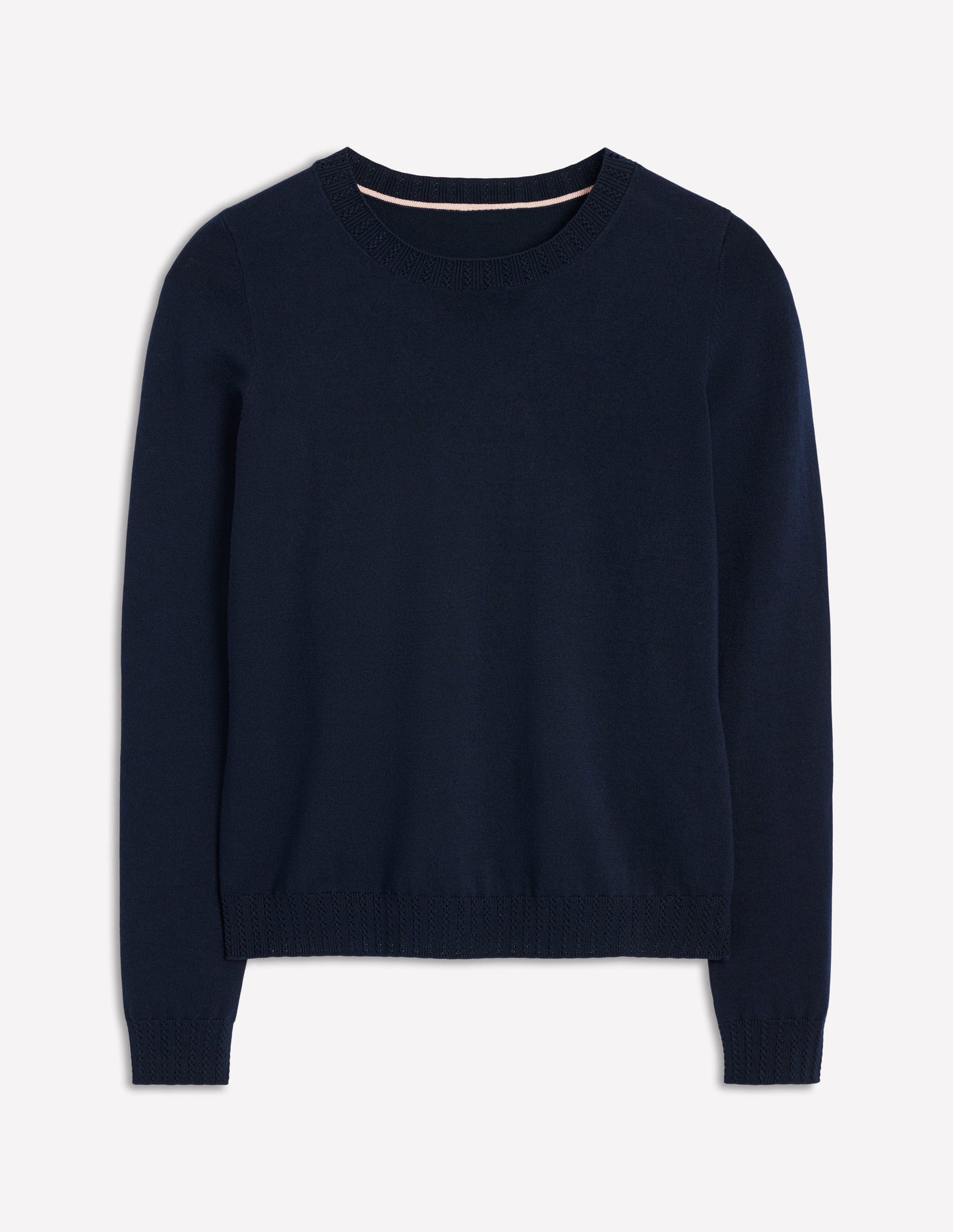 Emilia Cotton Crew Sweater-Navy