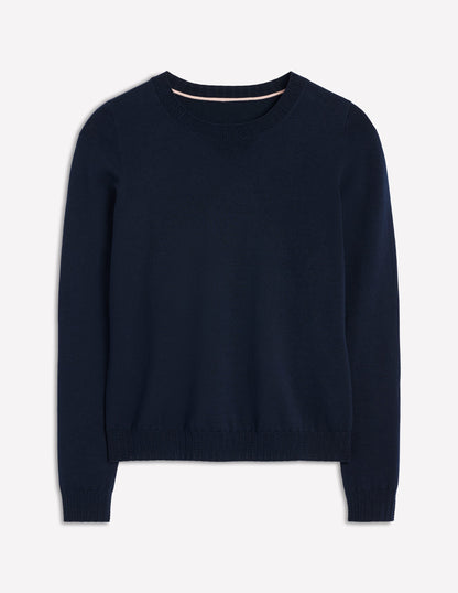 Emilia Cotton Crew Sweater-Navy