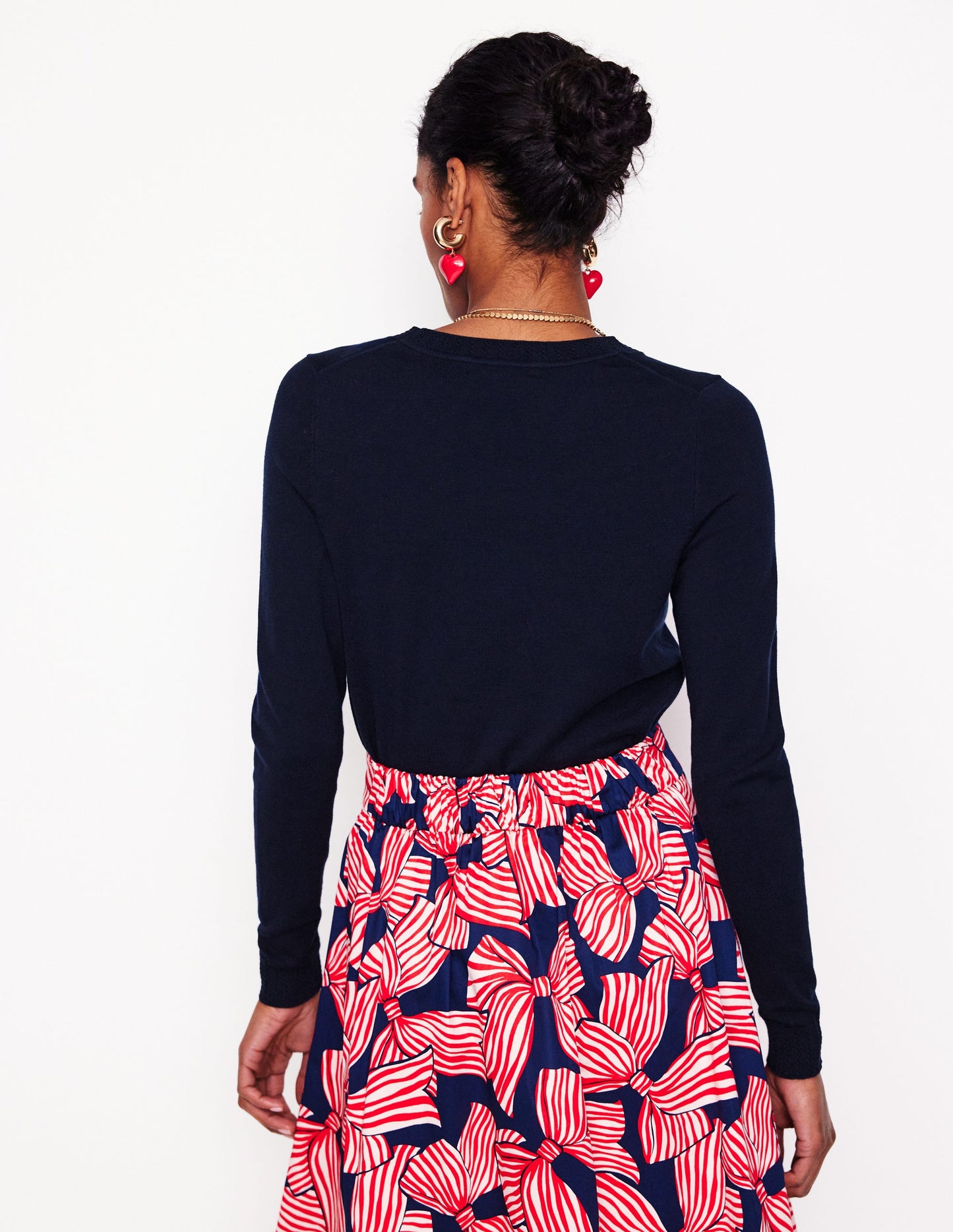 Emilia Cotton Crew Sweater-Navy