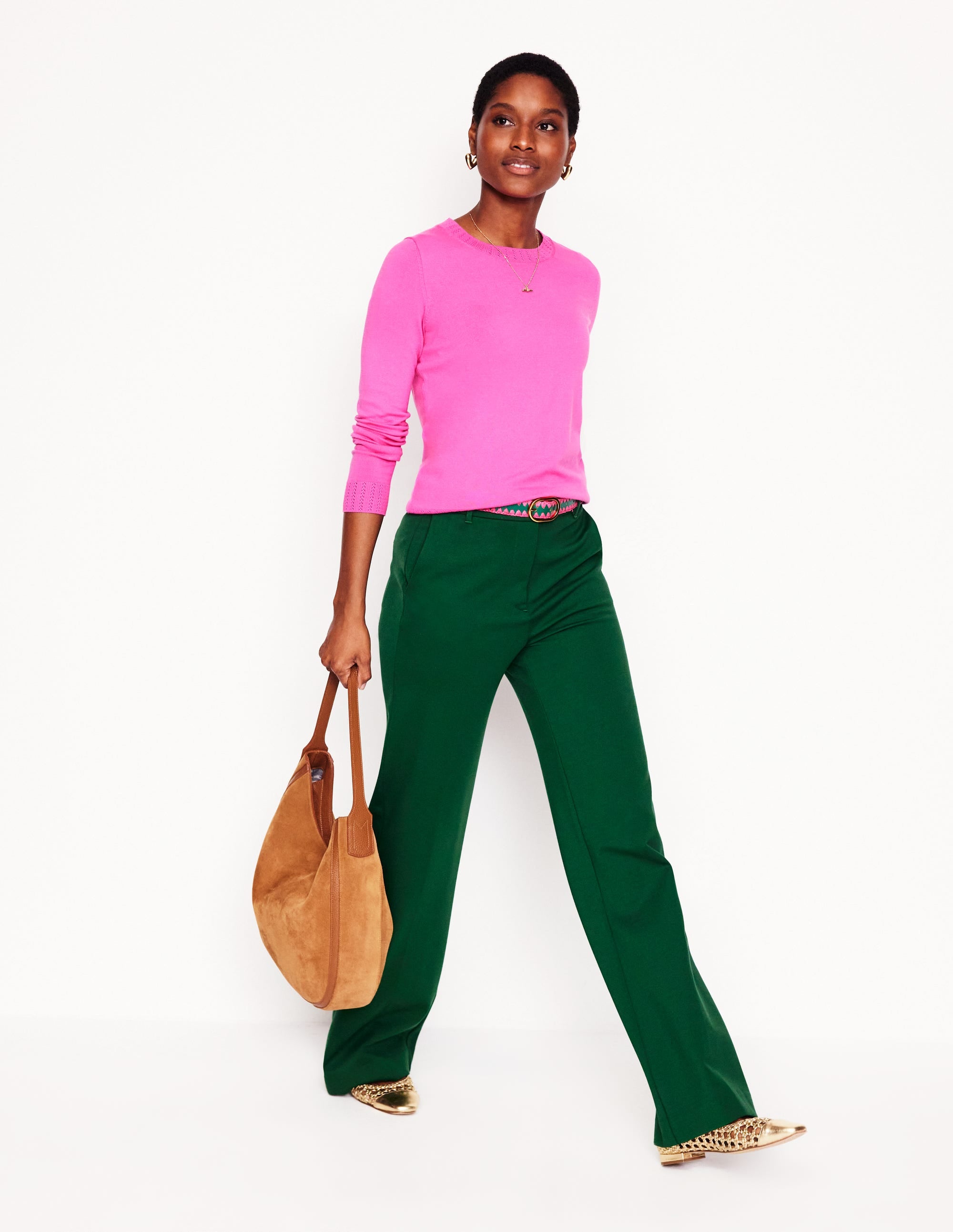 Emilia Cotton Crew Sweater-Tickled Pink - Image 4