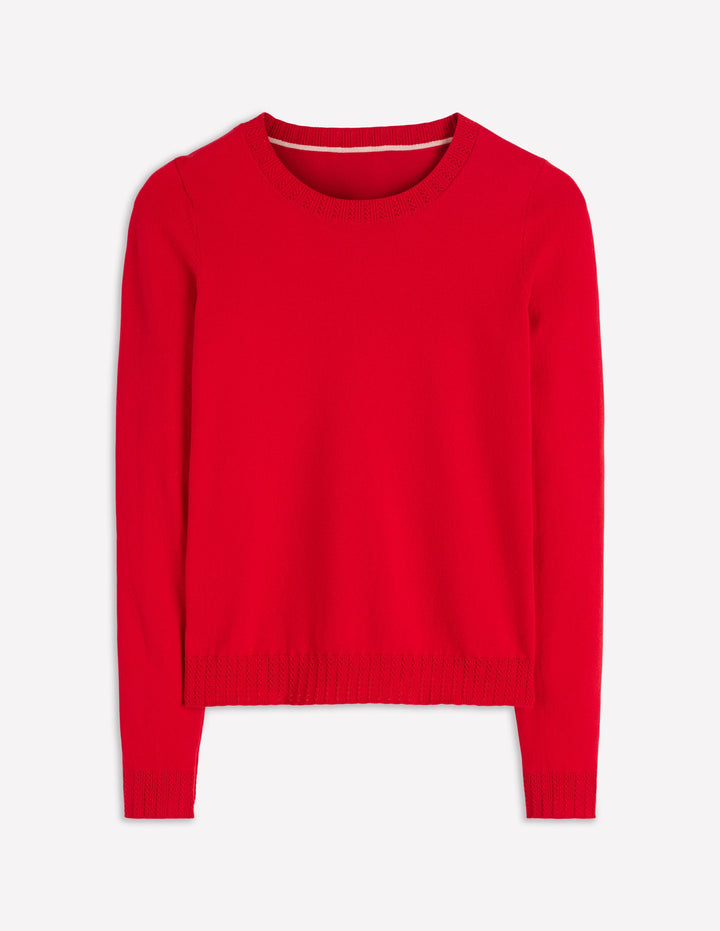 Emilia Cotton Crew Sweater-Salsa Red