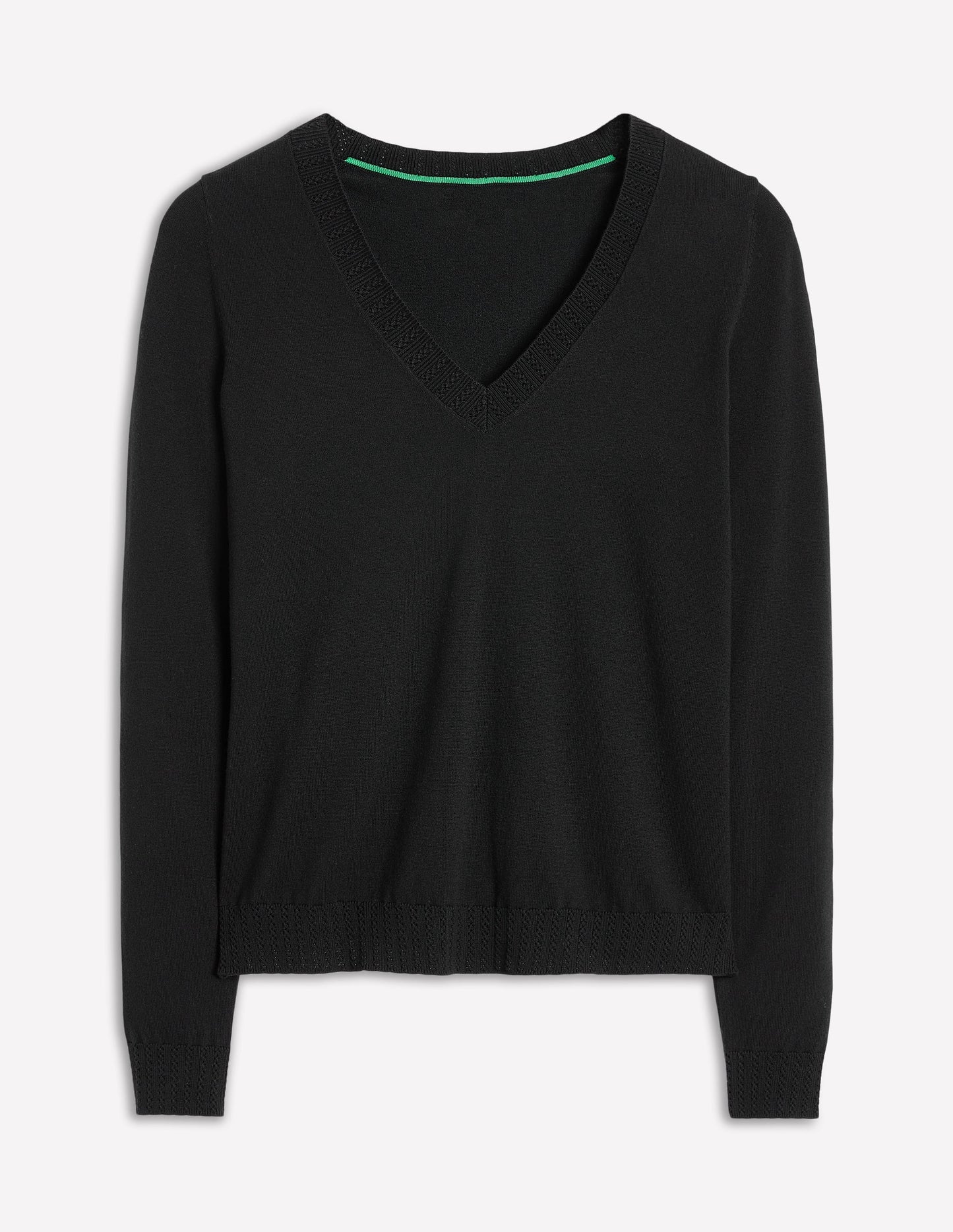 Emilia Cotton V Neck Sweater-Black