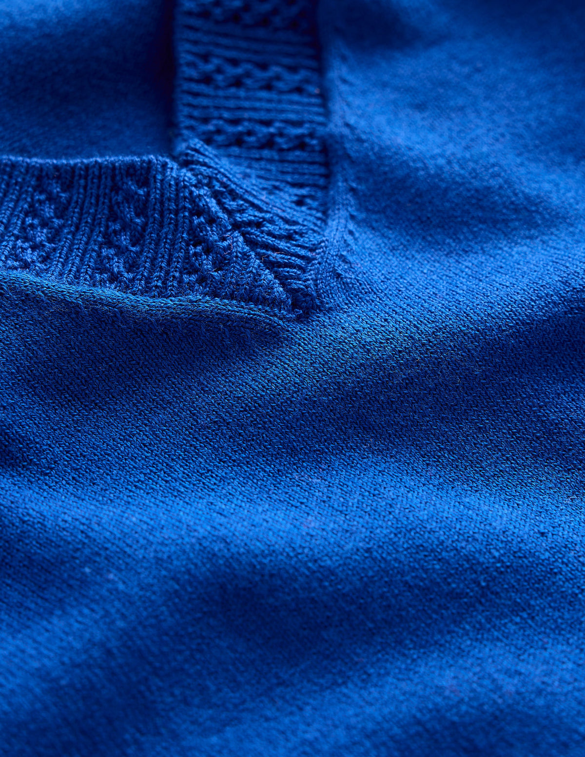 Emilia Cotton V Neck Sweater-Bright Blue - Image 6