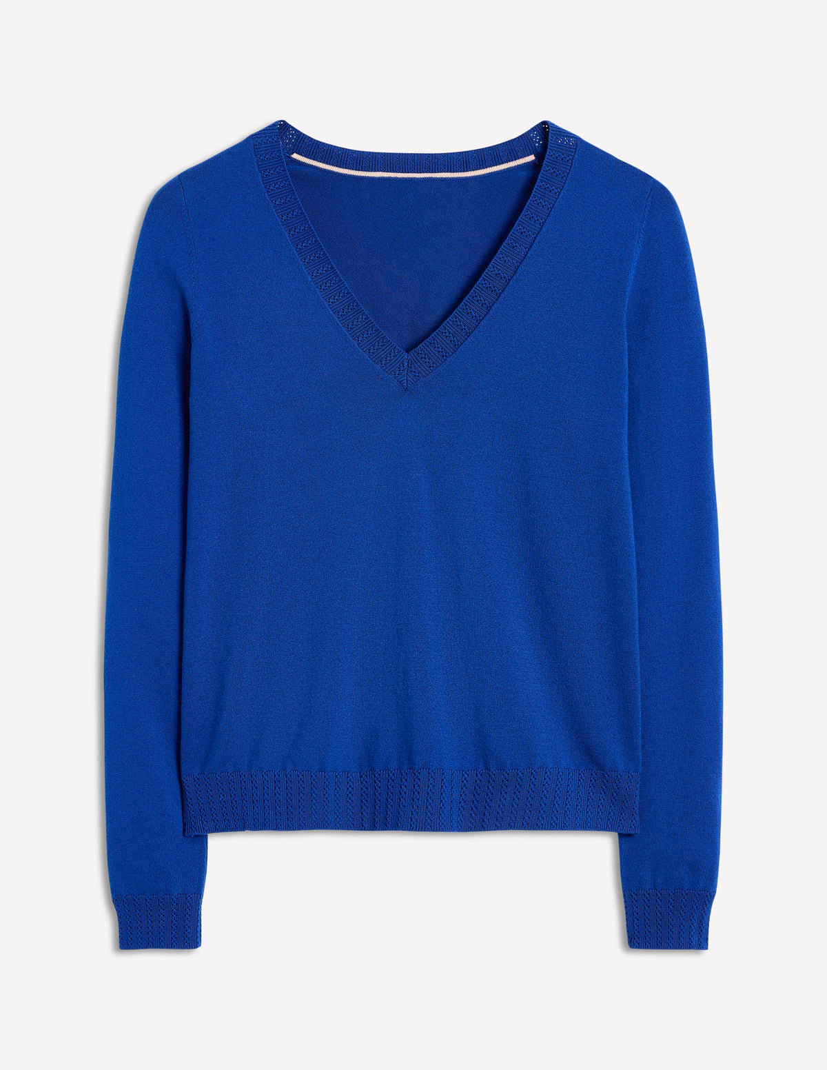 Emilia Cotton V Neck Sweater-Bright Blue - Image 5