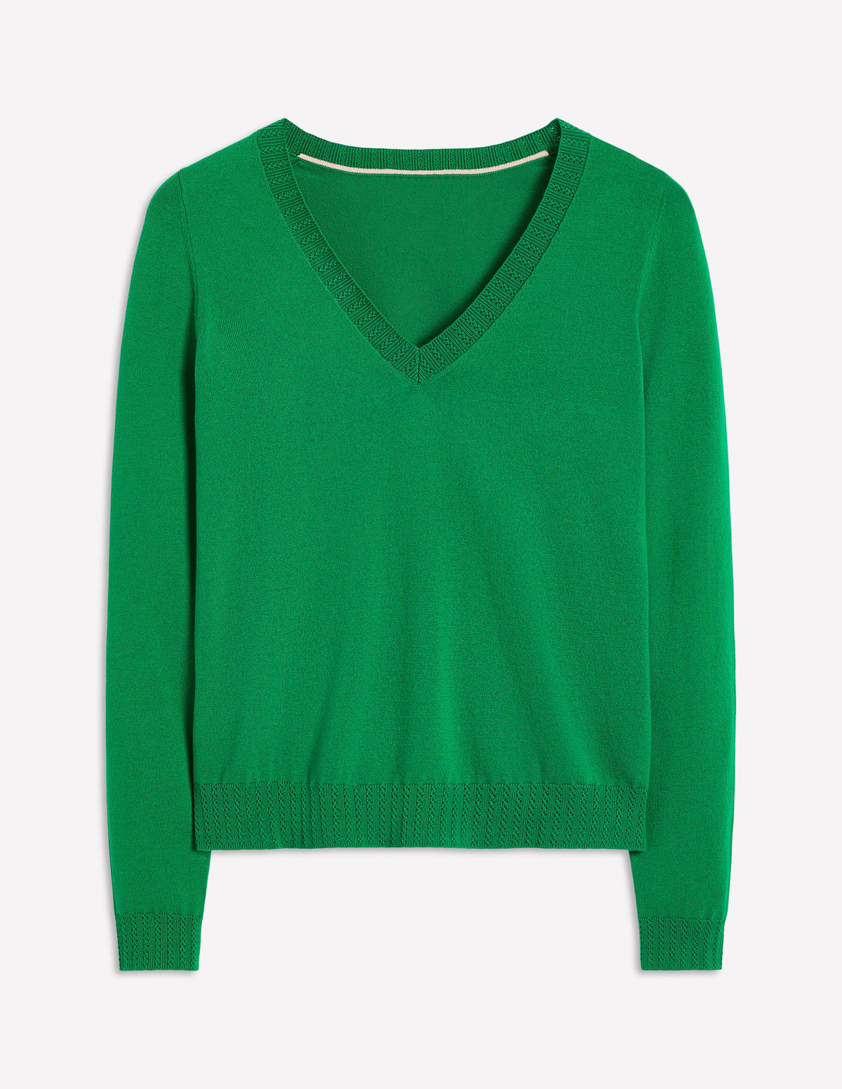 Emilia Cotton V Neck Sweater-Rich Emerald - Image 5