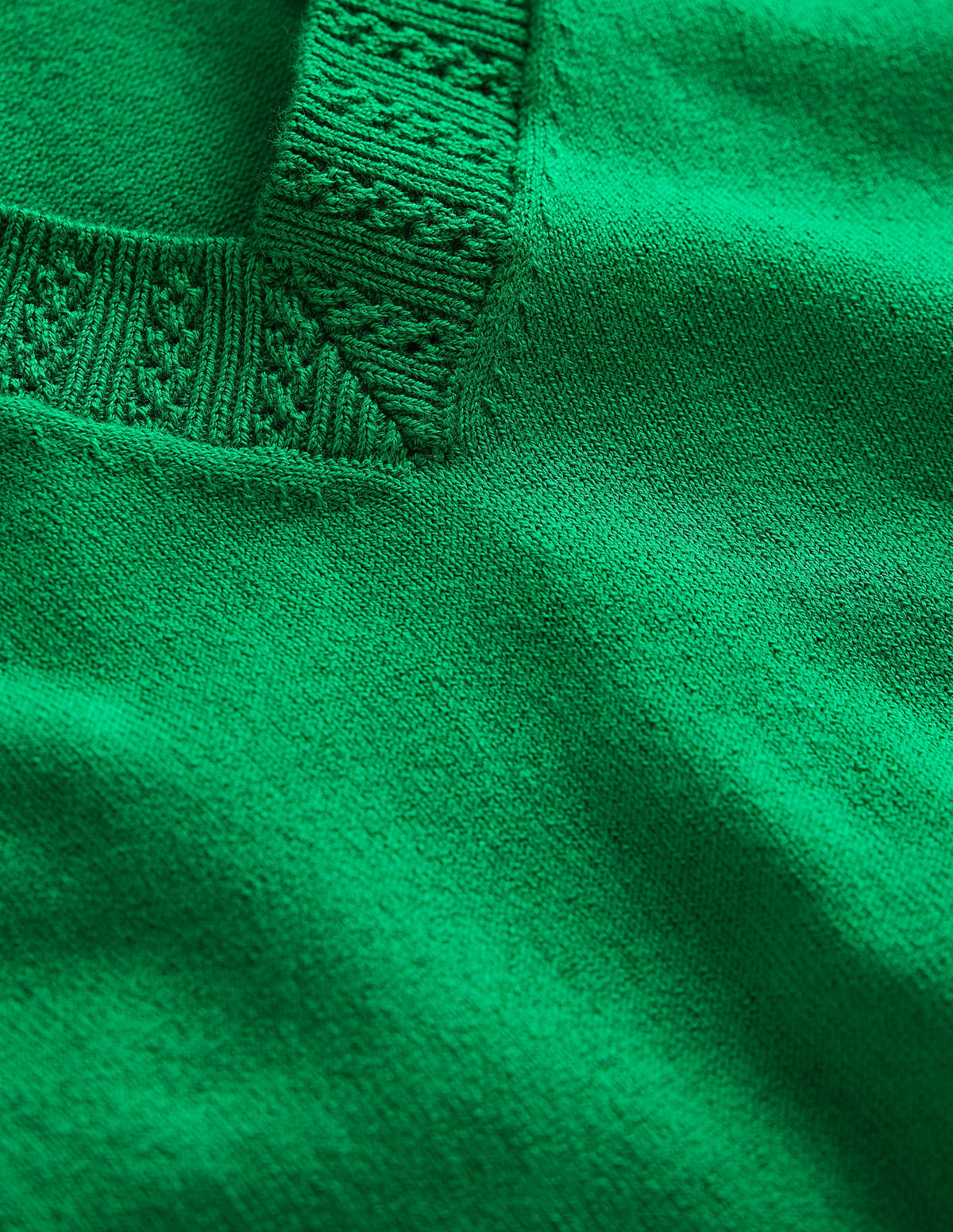 Emilia Cotton V Neck Sweater-Rich Emerald - Image 6