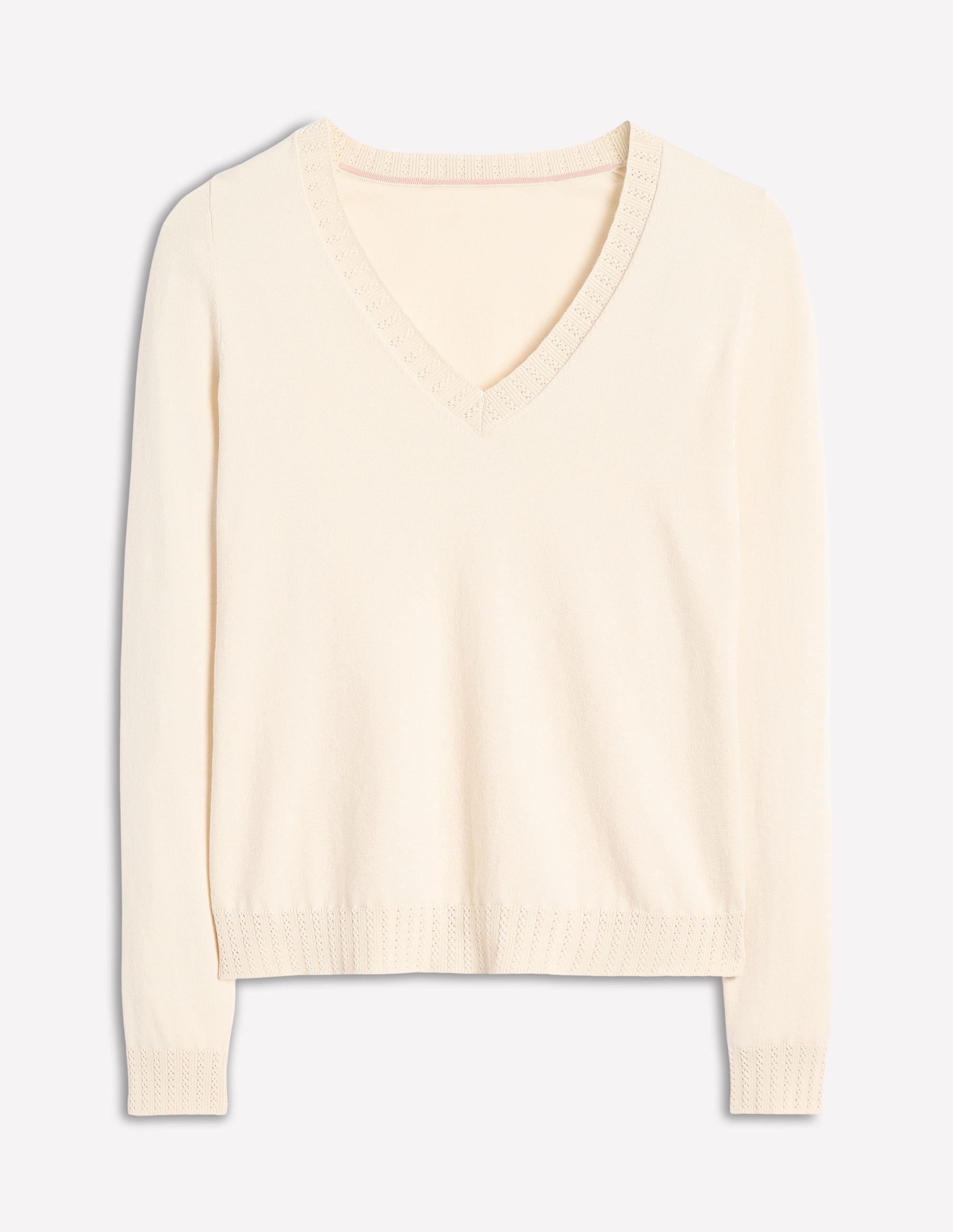 Emilia Cotton V Neck Sweater-Warm Ivory | Boden USA
