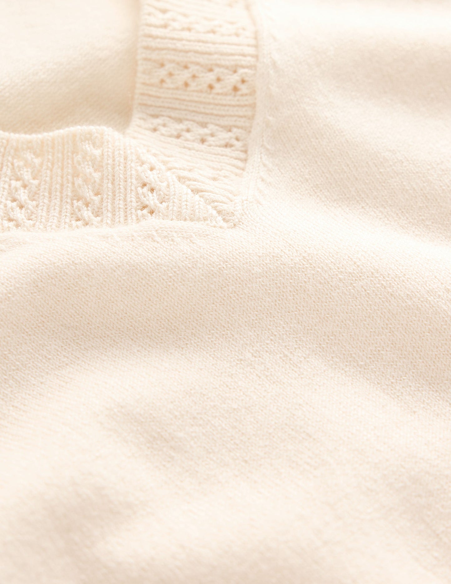 Emilia Cotton V Neck Sweater-Warm Ivory