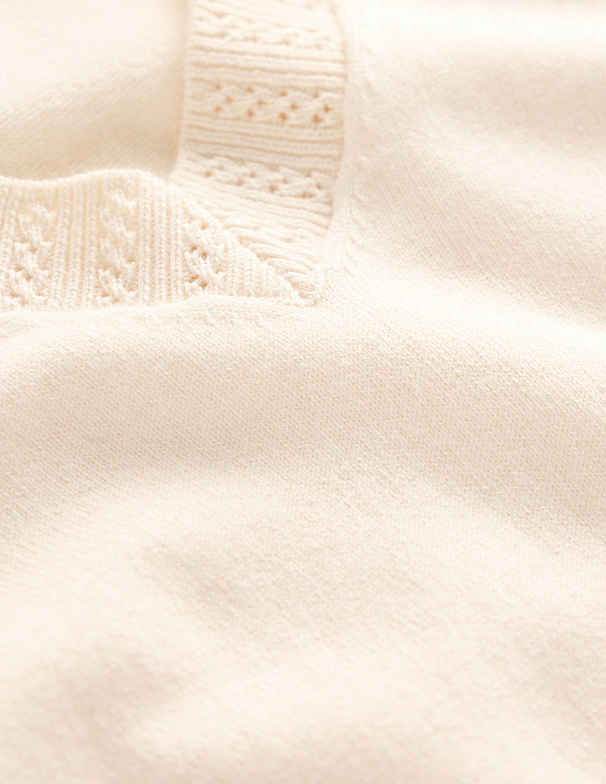 Emilia Cotton V Neck Sweater-Warm Ivory - Image 6