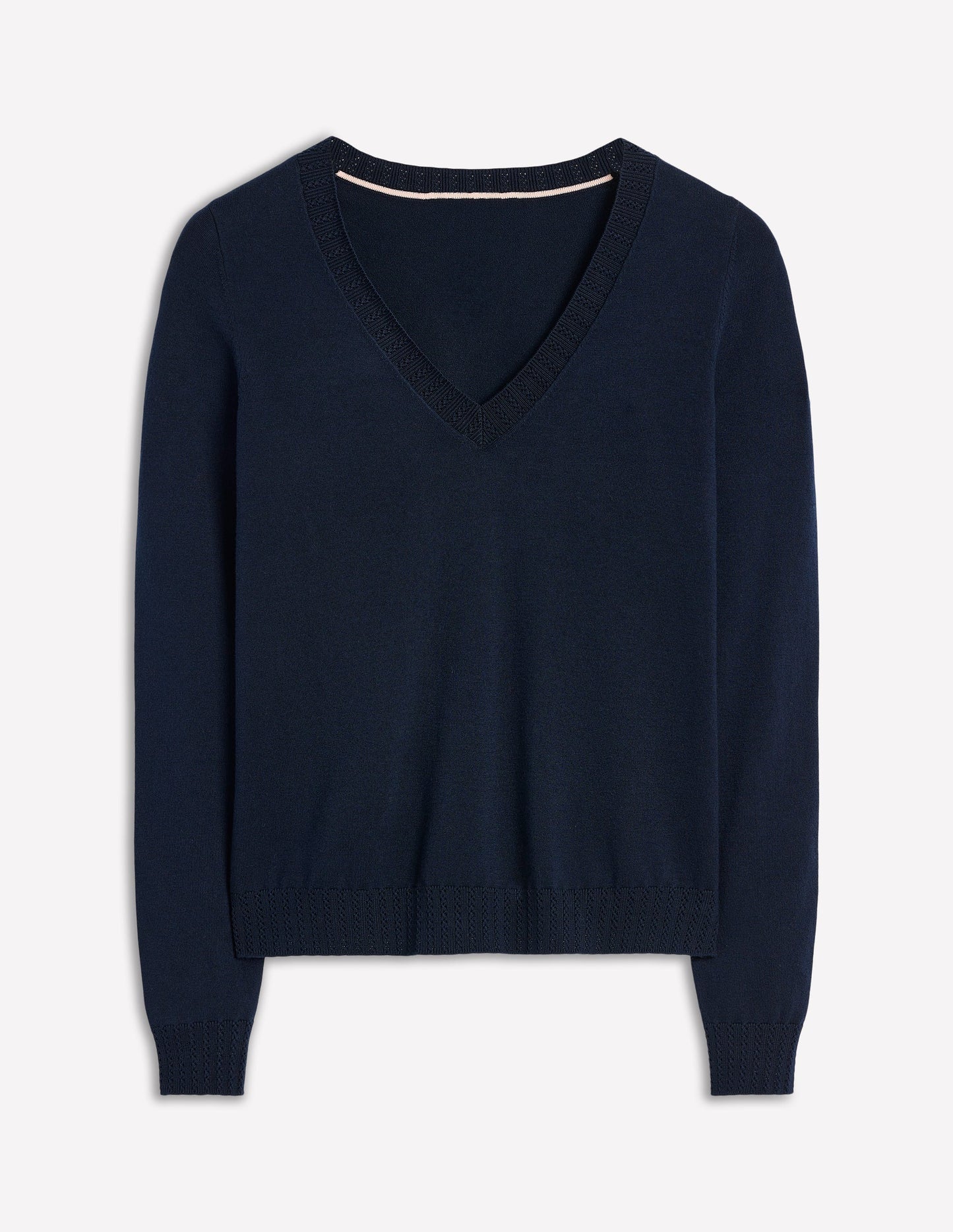 Emilia Cotton V Neck Sweater-Navy