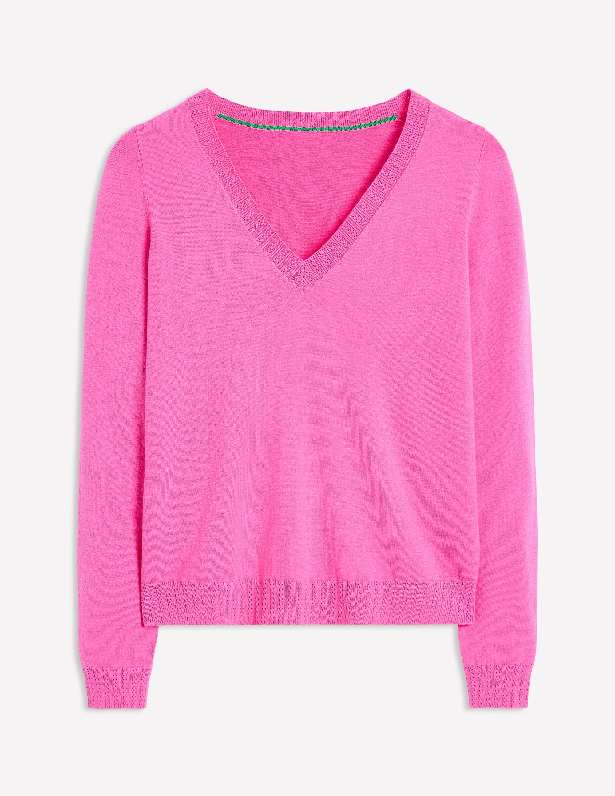 Emilia Cotton V Neck Sweater-Tickled Pink - Image 5