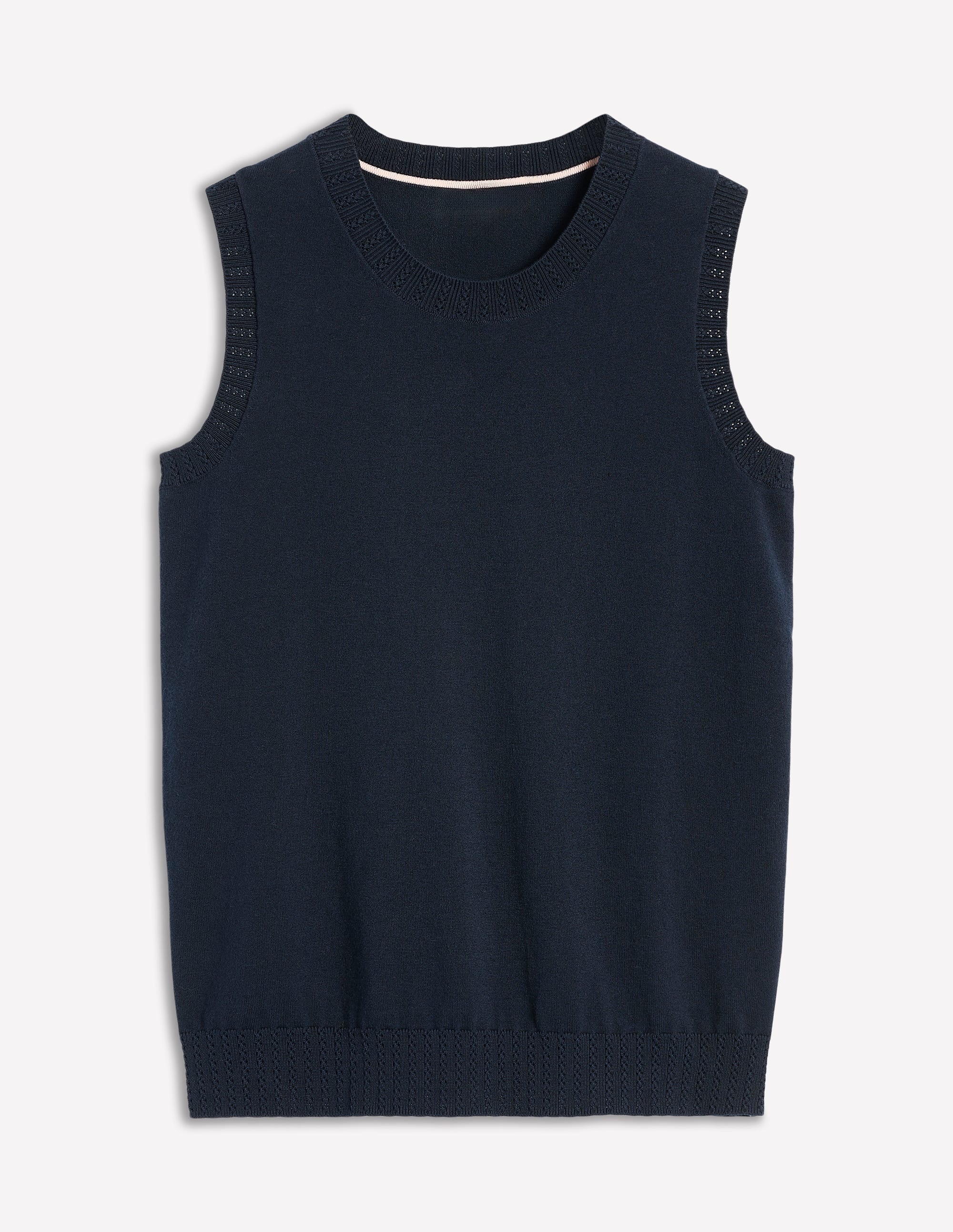 Emilia Cotton Crew Neck Vest-Navy - Image 7