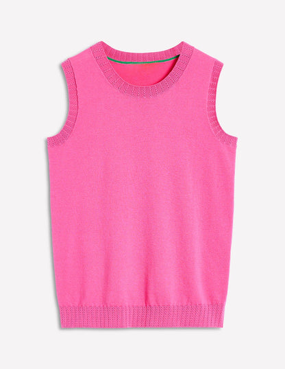 Emilia Cotton Crew Neck Vest-Tickled Pink