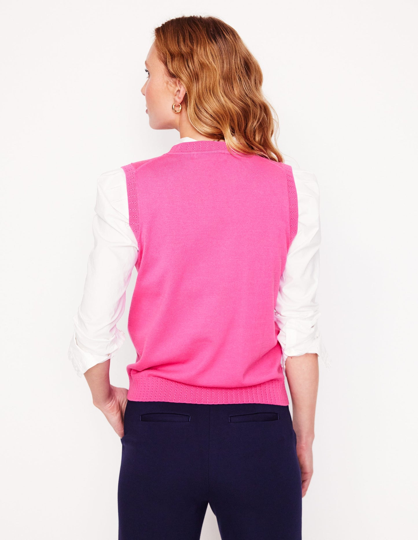 Emilia Cotton Crew Neck Vest-Tickled Pink