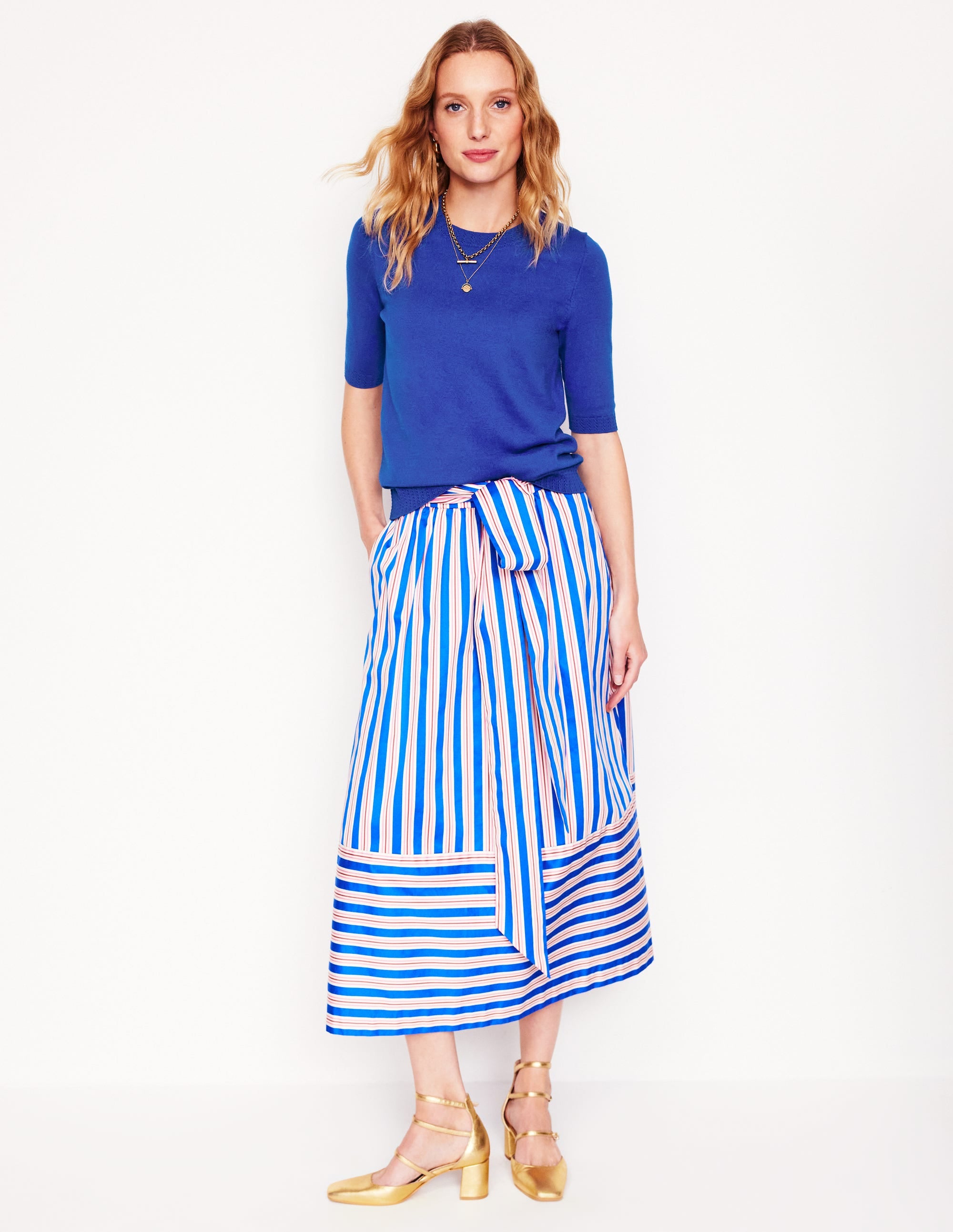 Emilia Cotton Crew T-shirt-Bright Blue - Image 4