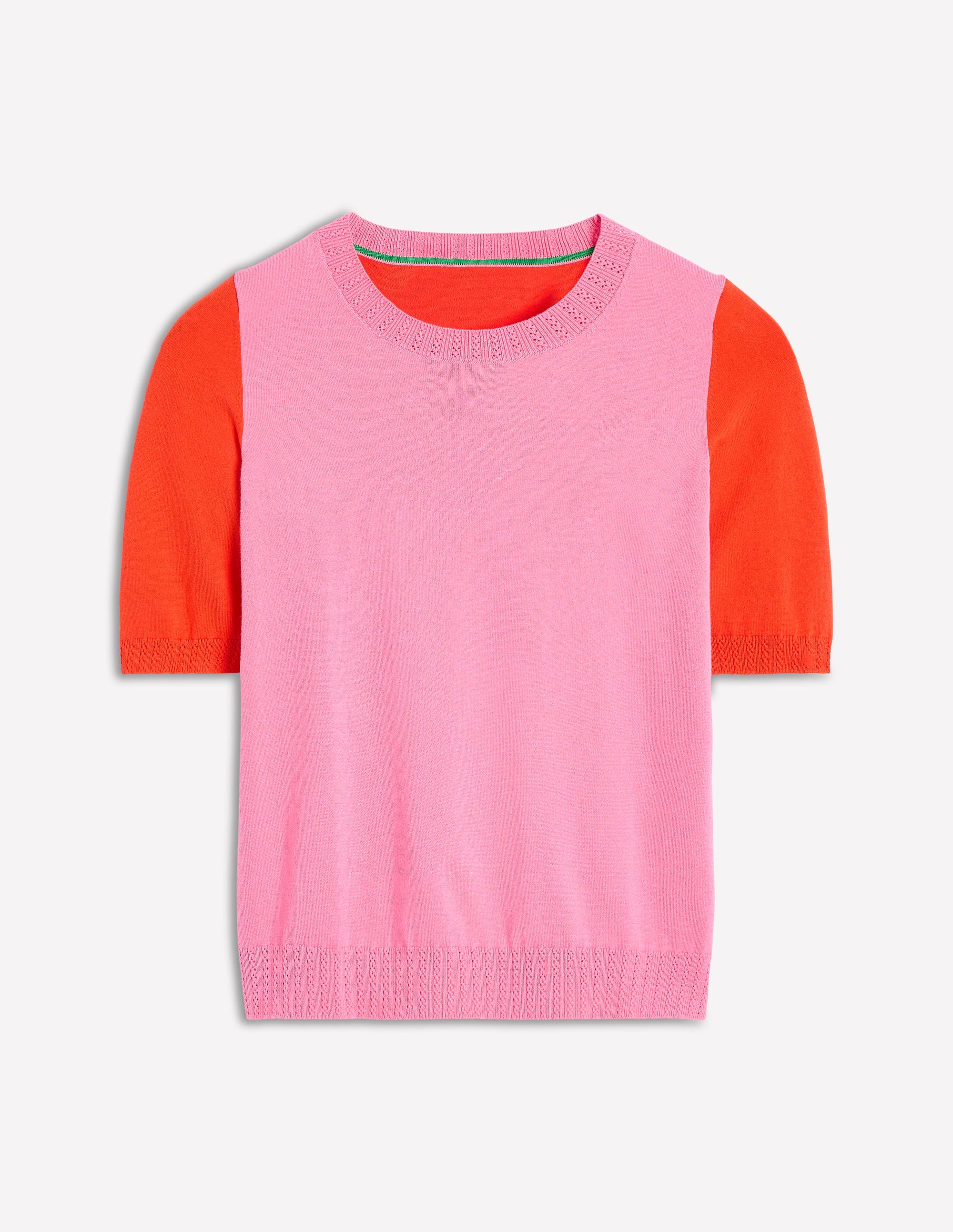 Emilia Cotton Crew T-shirt-Pink Rose / Firecracker Red - Image 5