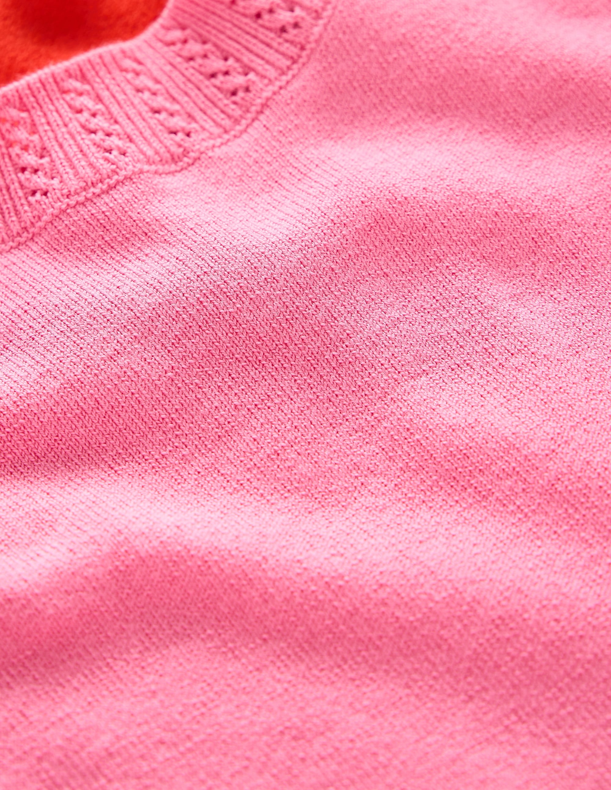 Emilia Cotton Crew T-shirt-Pink Rose / Firecracker Red - Image 6