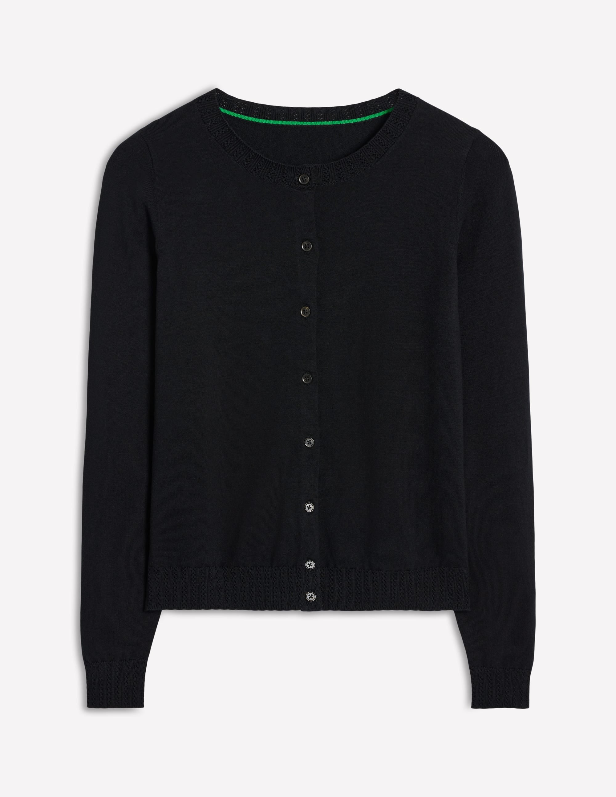 Emilia Cotton Crew Cardigan-Black - Image 5