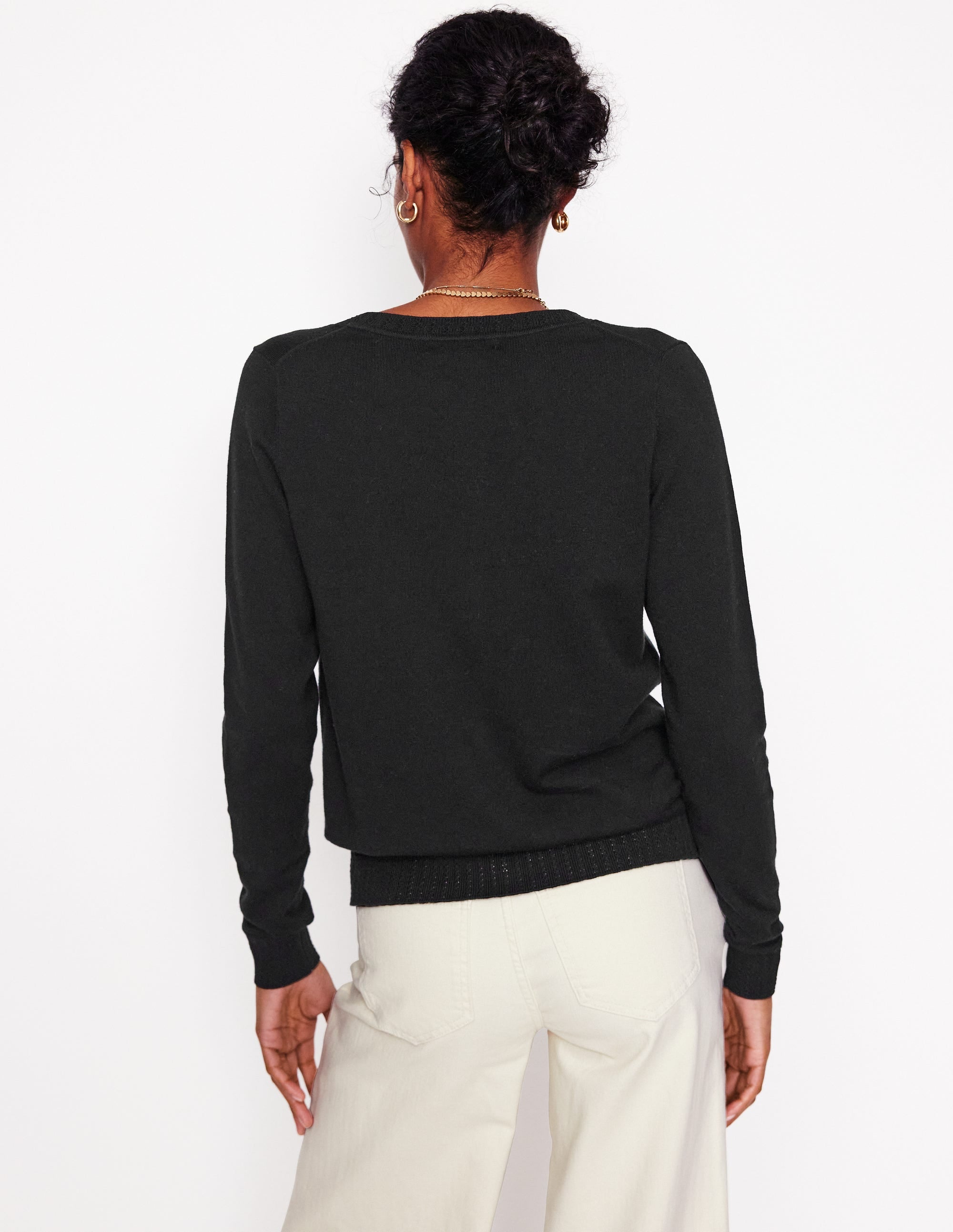 Emilia Cotton Crew Cardigan-Black - Image 3