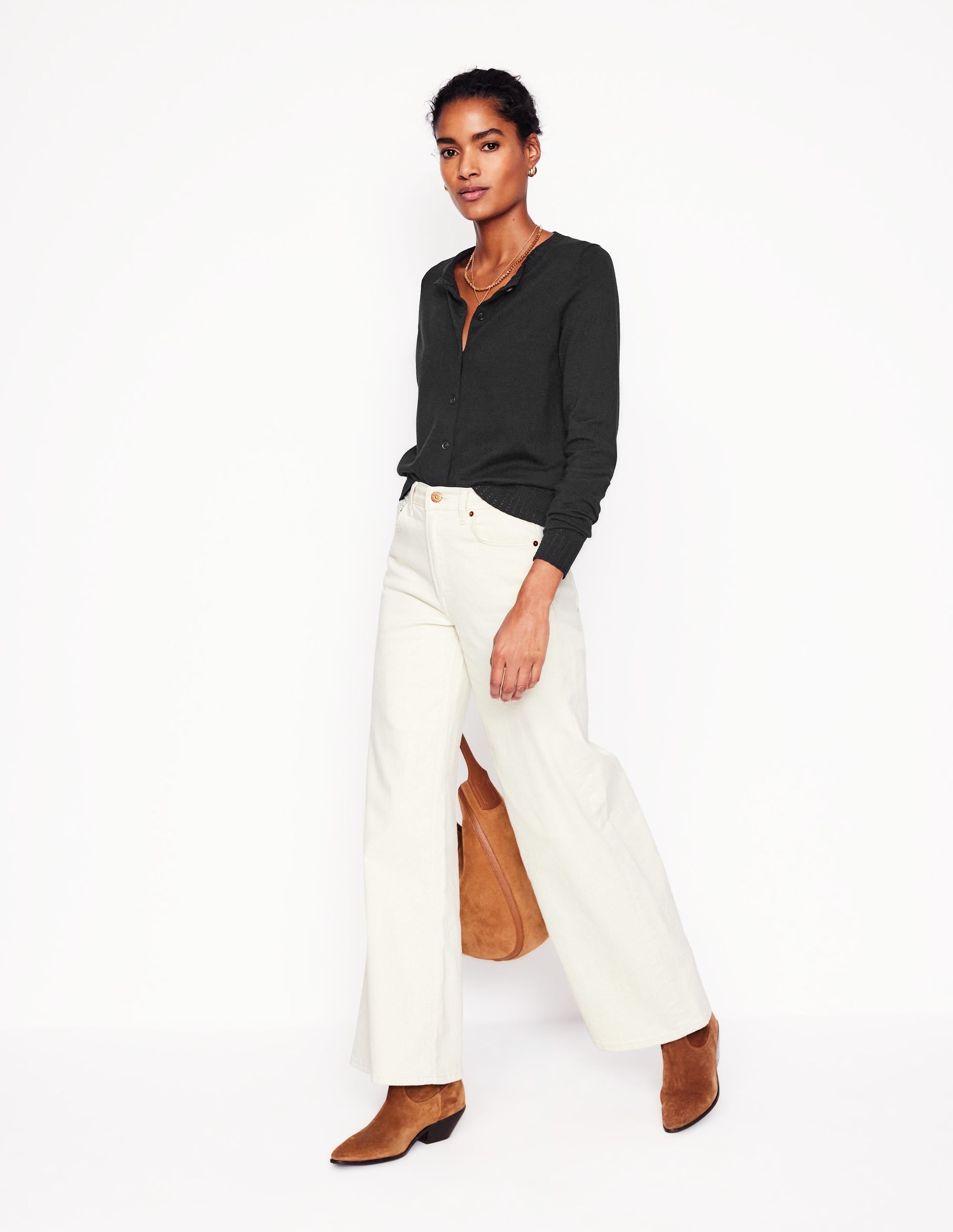 Emilia Cotton Crew Cardigan-Black - Image 4