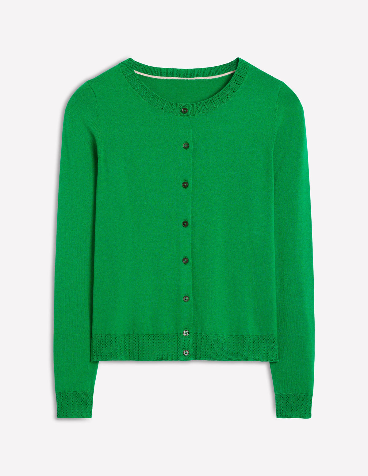 Emilia Cotton Crew Cardigan-Rich Emerald - Image 5