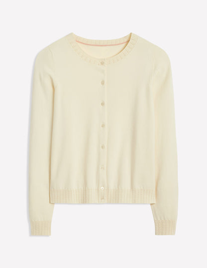 Emilia Cotton Crew Cardigan-Warm Ivory