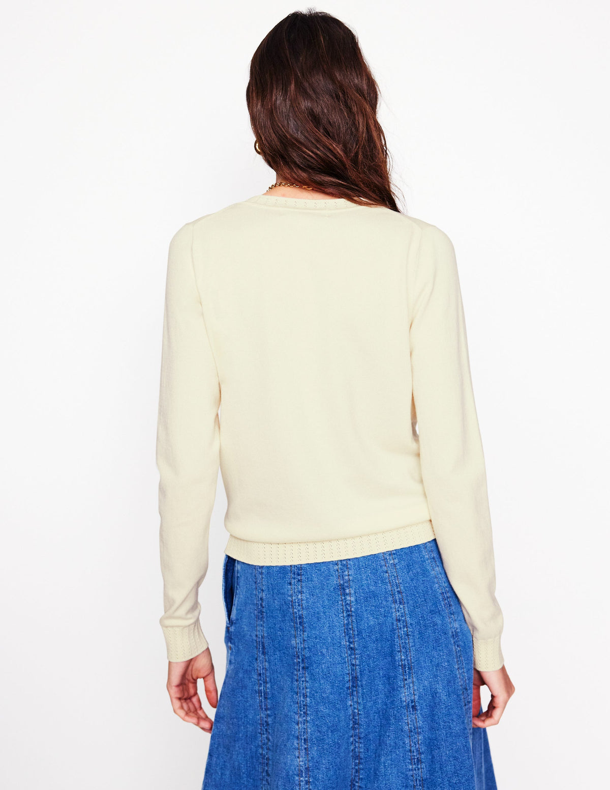 Emilia Cotton Crew Cardigan-Warm Ivory - Image 3