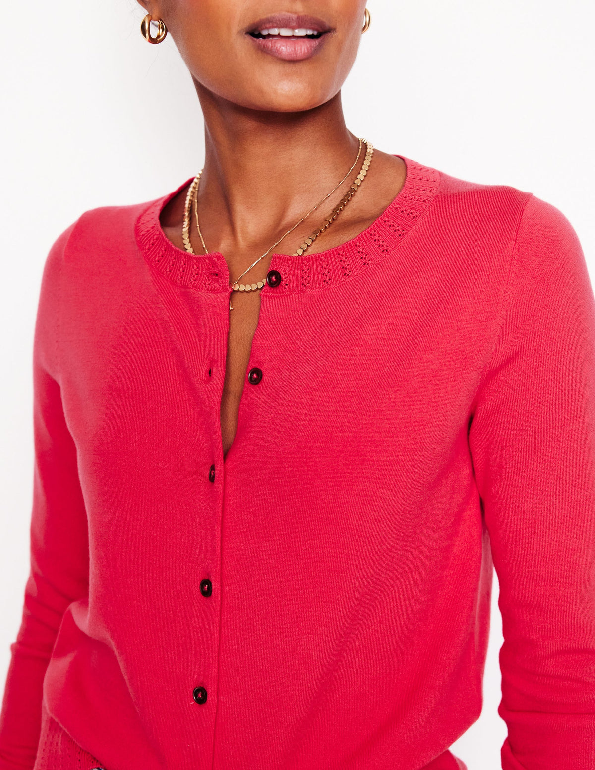 Emilia Cotton Crew Cardigan-Camelia Pink - Image 2
