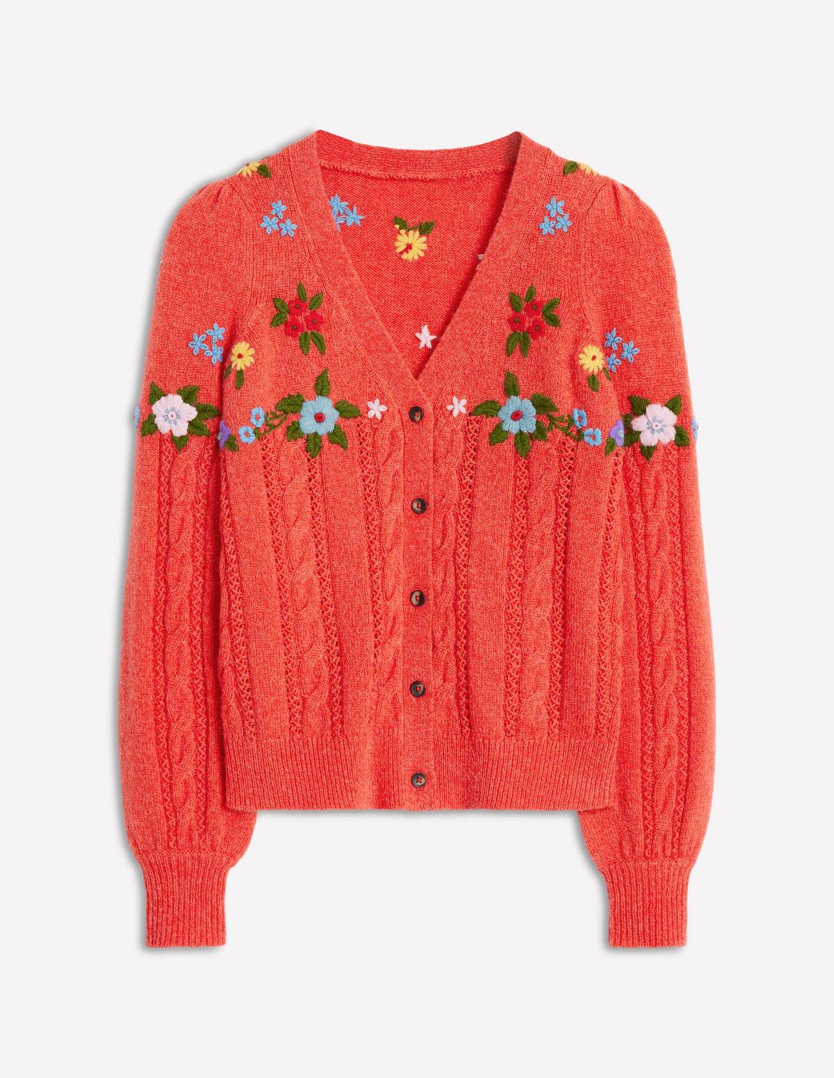 Fluffy Embroidered Cardigan-Firecracker Red - Image 8