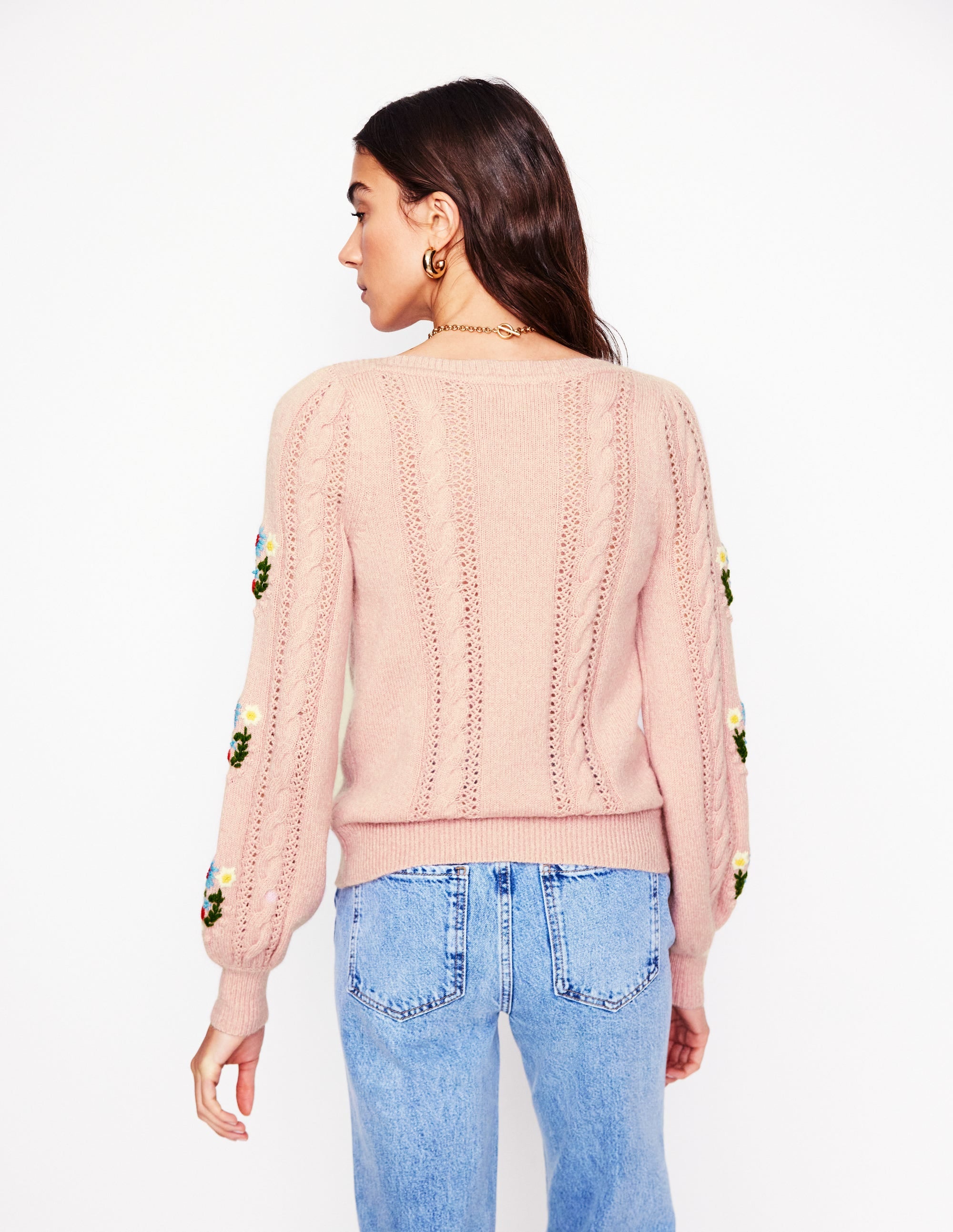 Fluffy Embroidered Sweater-Soft Lavender Pink - Image 4