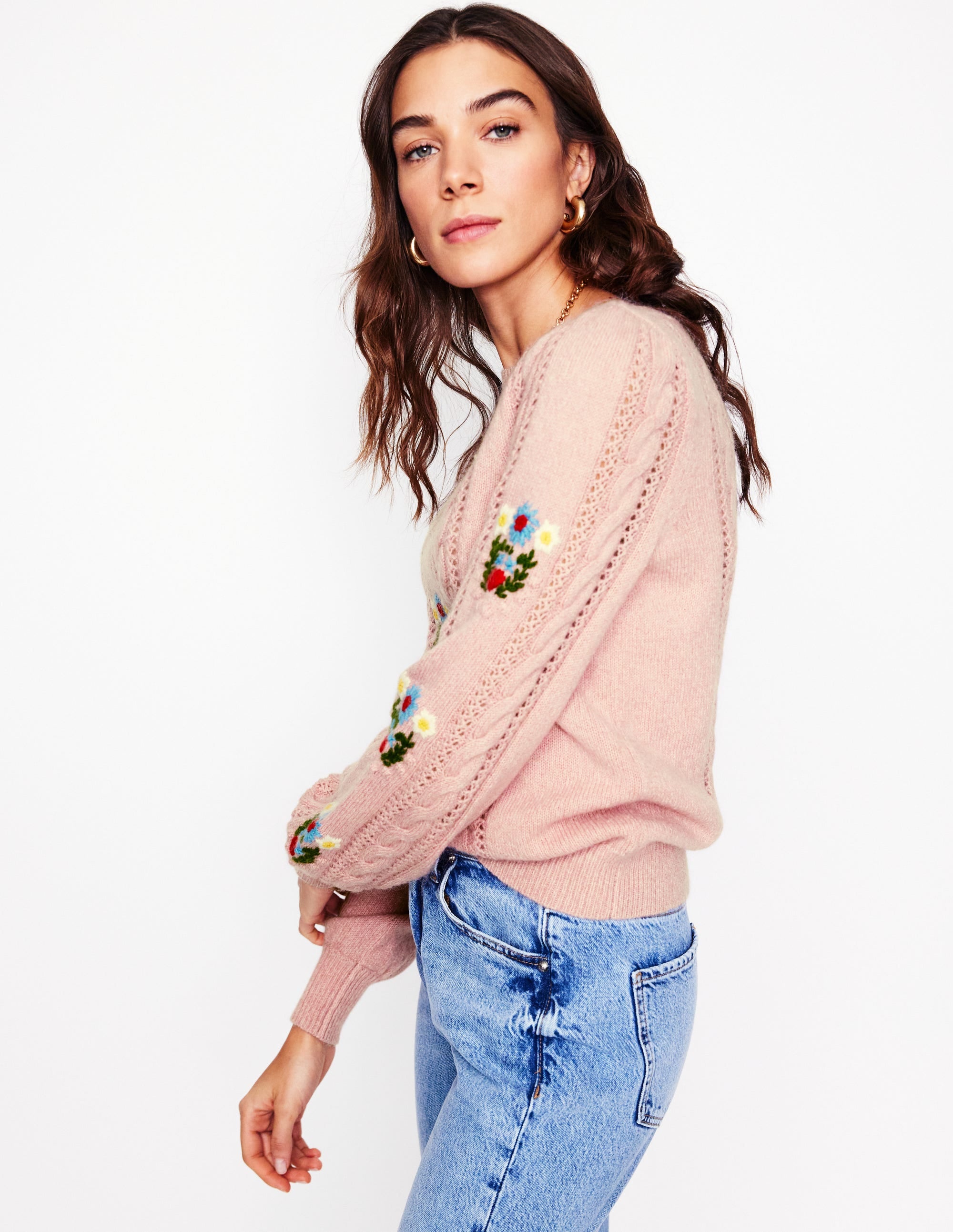 Fluffy Embroidered Sweater-Soft Lavender Pink - Image 5