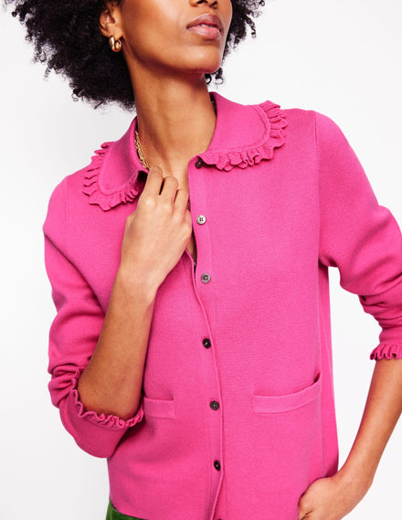 Jessie Frill Collared Cardigan-Sorbet Pink