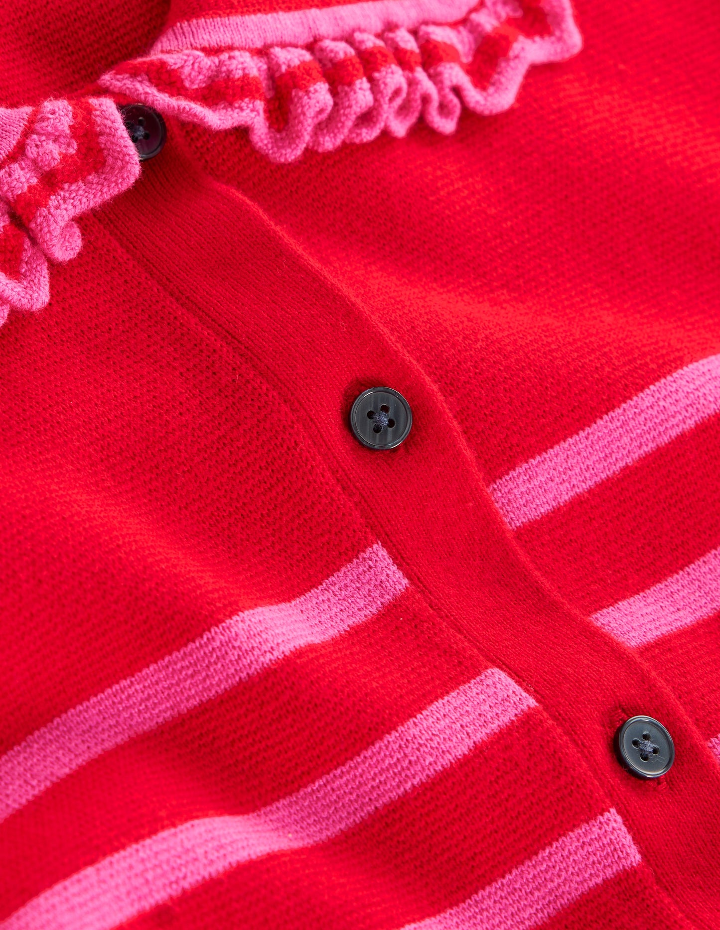 Jessie Frill Collared Cardigan-Poppy Red, Sorbet Pink Stripe