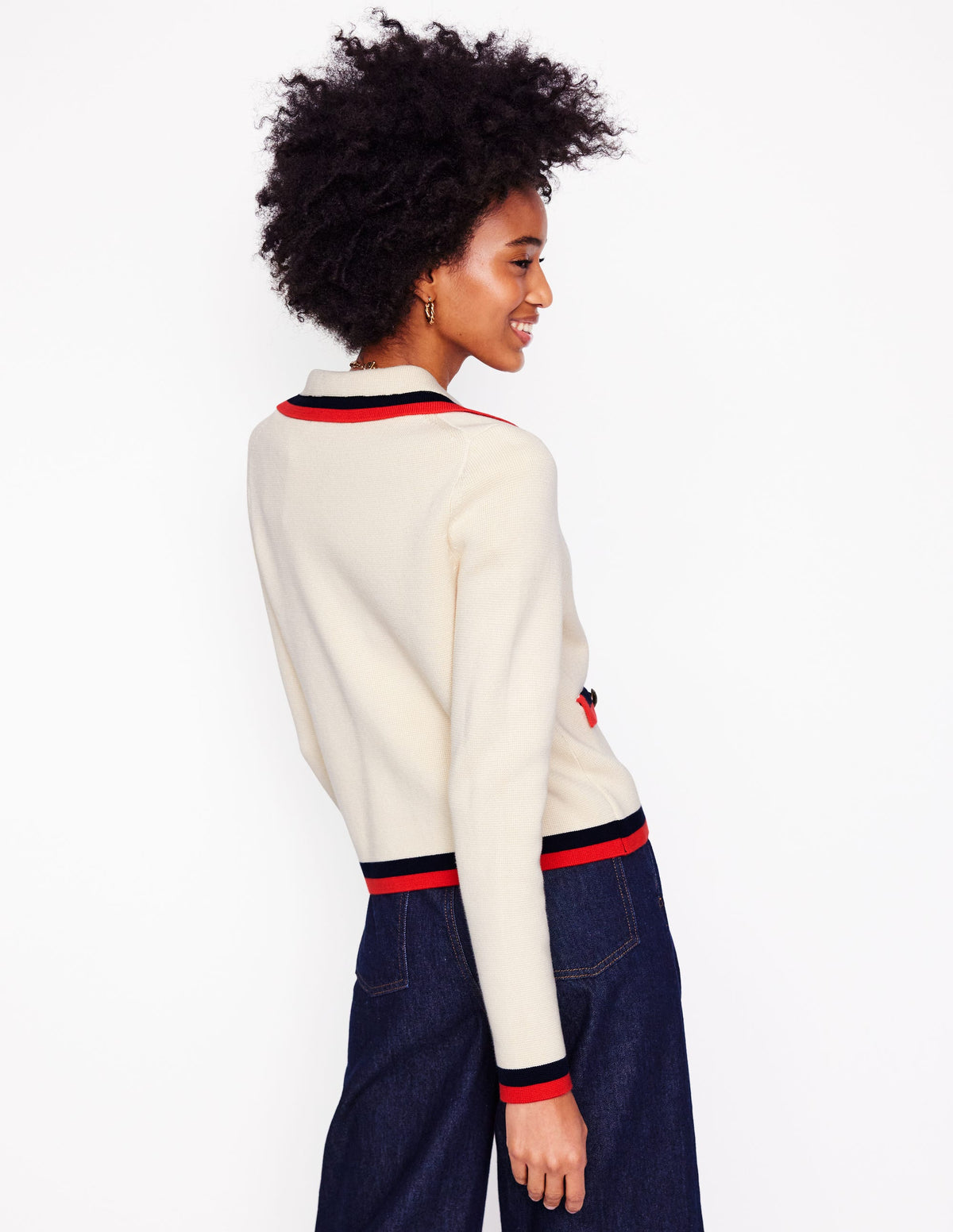 Holly Collared Knitted Jacket-Warm Ivory - Image 3