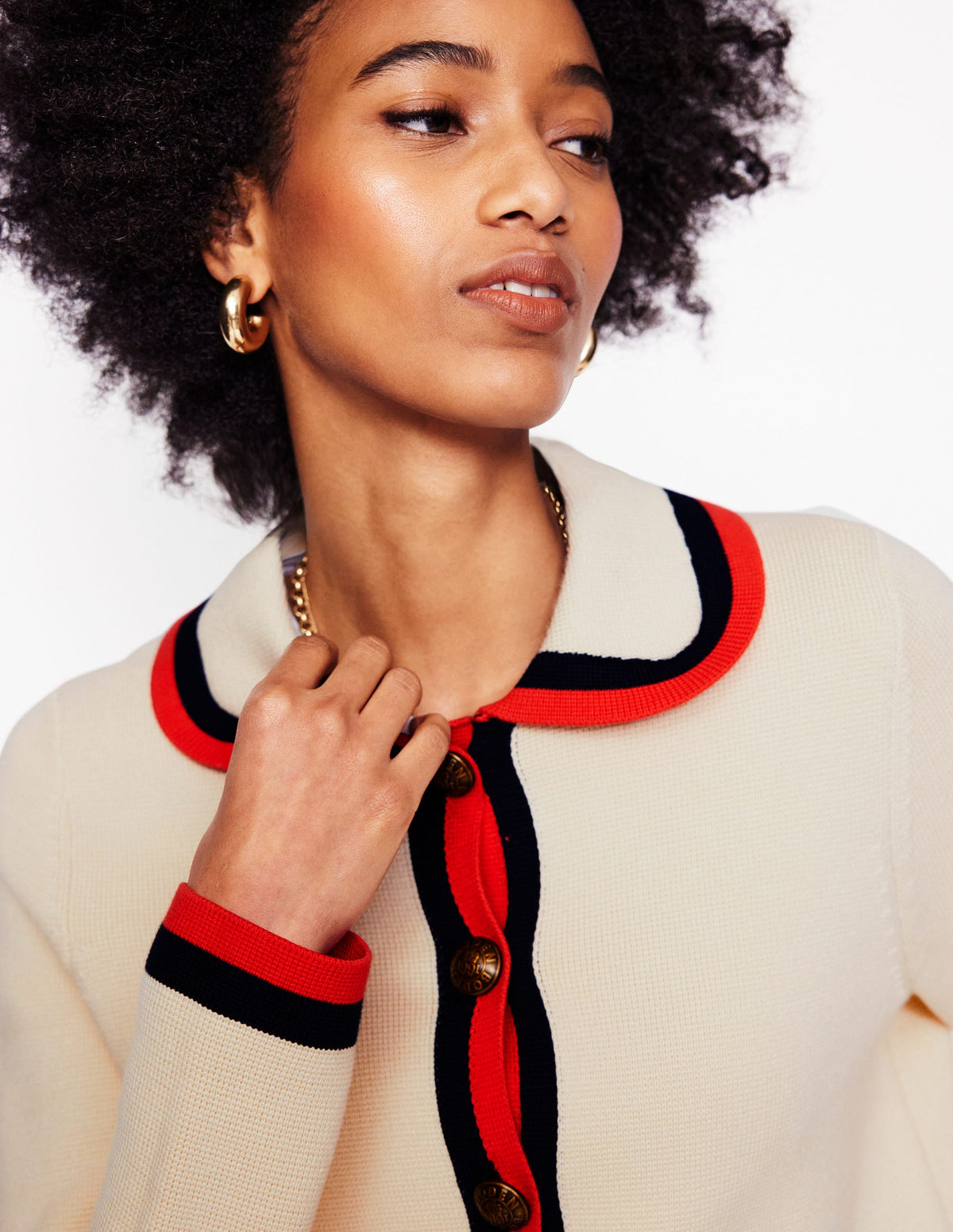 Holly Collared Knitted Jacket-Warm Ivory - Image 4