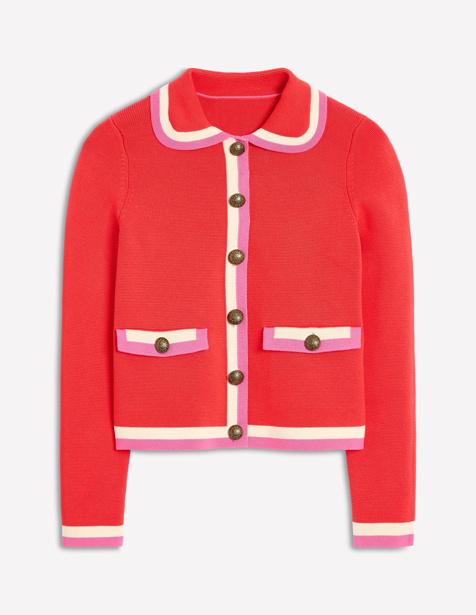 Holly Collared Knitted Jacket-Strawberry Tart Red - Image 7